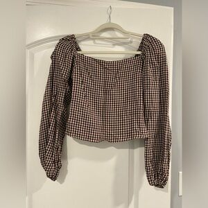 Womens Abercrombie & Fitch Puff Sleeve Gingham Top size S